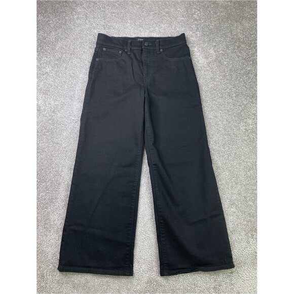 J. Crew Factory Denim - J. Crew Factory Jeans Women's 28 Black Wide Leg Cropped Slim Fit High Rise Denim